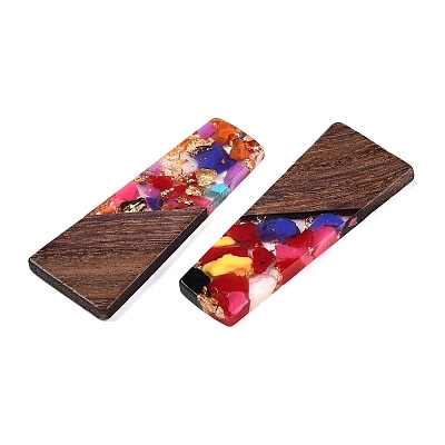 Opaque Resin & Walnut Wood Pendants RESI-T058-04H-1
