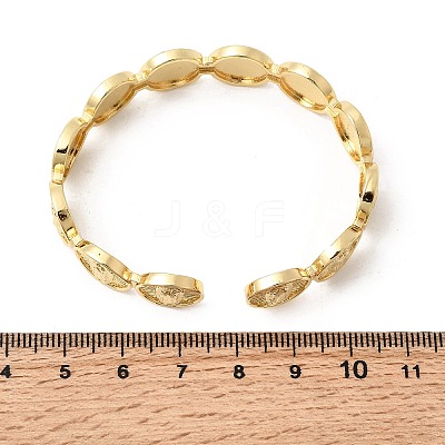 Brass Enamel Colorful Oval with Virgin Mary Open Cuff Bangles BJEW-K296-01G-1