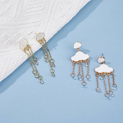 2 Pairs 2 Style Alloy Cloud Chandelier Earrings EJEW-FI0002-24-1