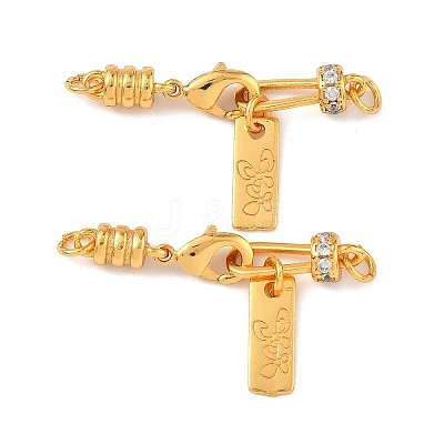 Brass Micro Pave Clear Cubic Zirconia Ends with Chain KK-K364-49G-1