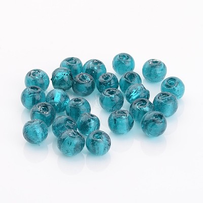 Handmade Silver Foil Glass Beads FOIL-R054-17-1