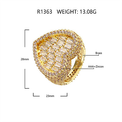 Brass Micro Pave Clear Cubic Zirconia Finger Rings for Women FS-WG571C7-02-1