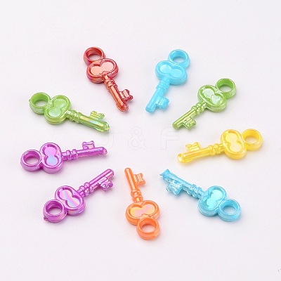 Opaque AB Color Acrylic Skeleton Key Pendants X-SACR-R697-M24-1