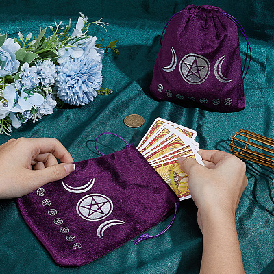 2Pcs Velvet Tarot Cards Storage Drawstring Bags ABAG-CN0001-67-1