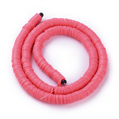Flat Round Handmade Polymer Clay Beads CLAY-R067-6.0mm-25-1