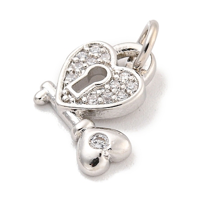 Rack Plating Brass Micro Pave Clear Cubic Zirconia Charms KK-Q814-05P-1