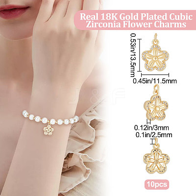 10Pcs Brass Micro Pave Clear Cubic Zirconia Charms ZIRC-BBC0001-87-1