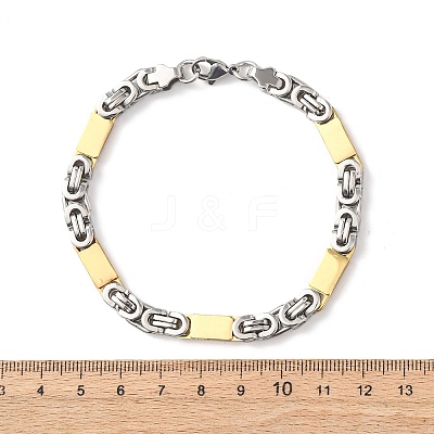 304 Stainless Steel Rectangle Link
Chain & Byzantine Chains Bracelets for Women Men BJEW-F527-08B-GP-1