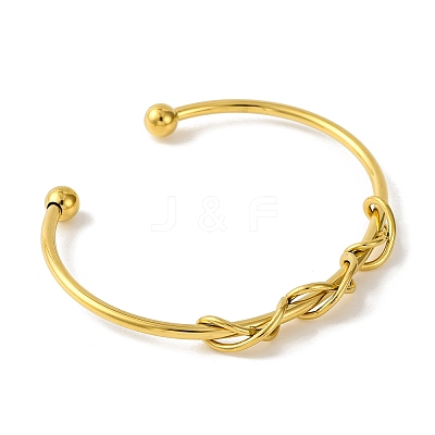 Ion Plating(IP) Infinity 304 Stainless Steel Cuff Bangles for Women BJEW-B104-26G-1