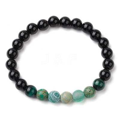 Natural Gemstone Beaded Stretch Bracelets for Women BJEW-TA00536-02-1