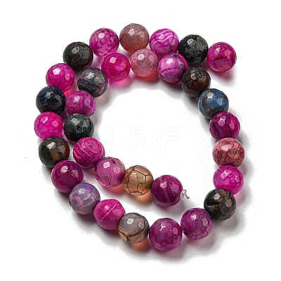 Faceted Natural Dragon Veins Agate Beads Strands G-F447-12mm-I05-1