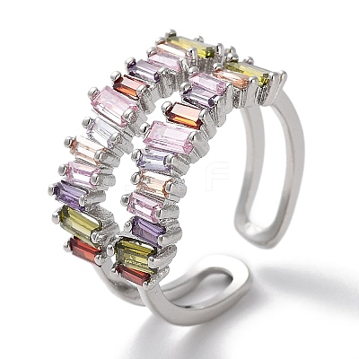 Brass Micro Pave Cubic Zirconia Cuff Rings RJEW-G310-22P-1