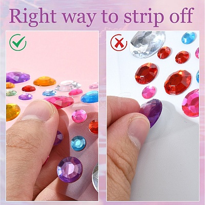 8 Sheets 4 Styles Acrylic Rhinestone Self-Adhesive Stickers AJEW-YW0001-32-1