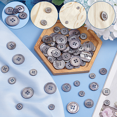 120Pcs 4 Style 4-Hole Natural Shell Buttons FIND-GA0003-28A-1