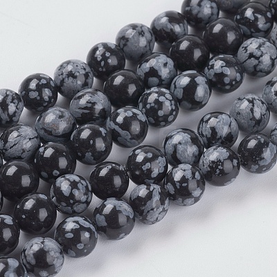 Natural Snowflake Obsidian Beads Strands G-G515-6mm-01-1