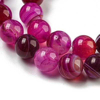 Natural Striped Agate/Banded Agate Bead Strands G-K166-13-10mm-03-1