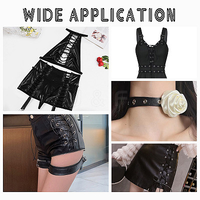 9 Yards Imitation Leather Ribbon with Platinum Plated Alloy Eyelets OCOR-AR0001-65-1