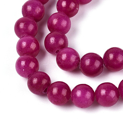 Dyed Natural Mashan Jade Round Beads Strands G-T139-6mm-67D-1