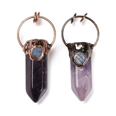 Natural Amethyst Big Pointed Pendants G-M383-21D-1