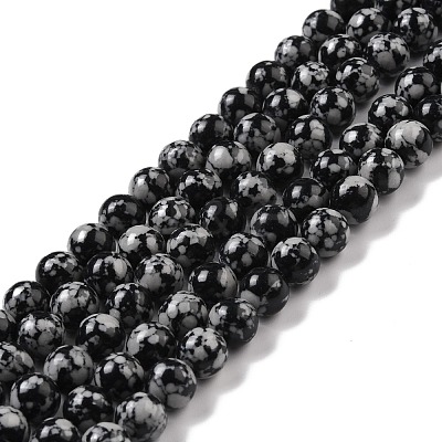 Synthetic Snowflake Obsidian Beads Strands G-E568-03C-1