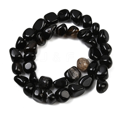 Natural Black Agate Beads Strands G-L630-F01-01H-1