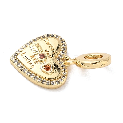 Brass Micro Pave Clear Cubic Zirconia European Dangle Charms KK-D502-14B-G-1