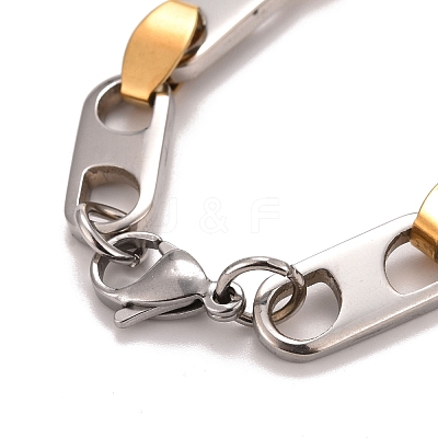 PVD Vacuum Plating 201 Stainless Steel Oval Link Chain Bracelets STAS-E160-04GP-1