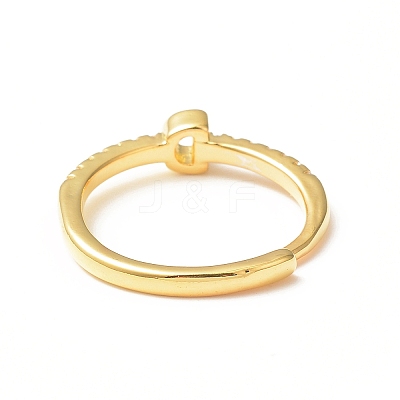 Clear Cubic Zirconia Initial Letter Adjustable Ring RJEW-C052-01G-D-1