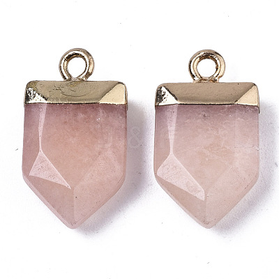 Natural Pink Aventurine Pointed Pendants G-N326-34J-1