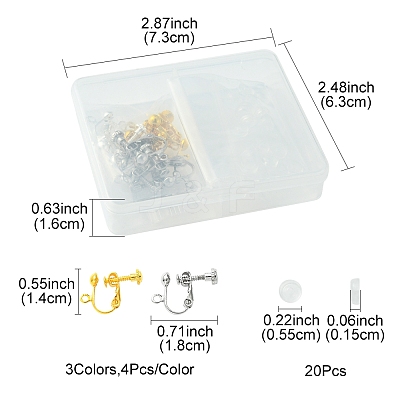 12Pcs 3 ColorS Brass Screw On Clip-on Earring Findings KK-FS0001-32-1