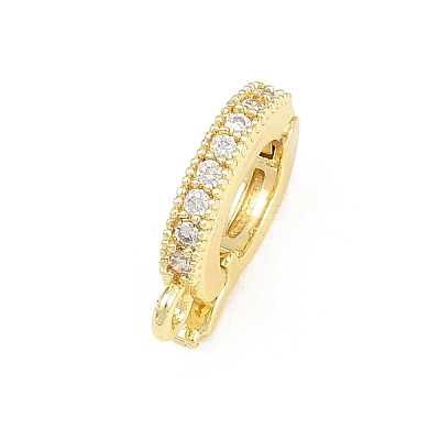Brass Micro Pave Clear Cubic Zirconia Fold Over Clasps KK-H268-08G-1