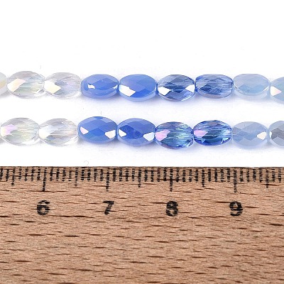Electroplate Imitation Jade & Opaque & Transparent Glass Beads Strands EGLA-Q135-4x6MM-01B-1