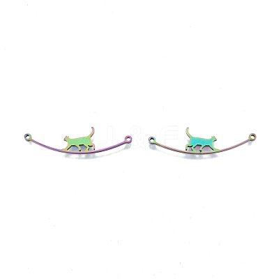 Rack Plating 201 Stainless Steel Connector Charms STAS-N098-094M-1