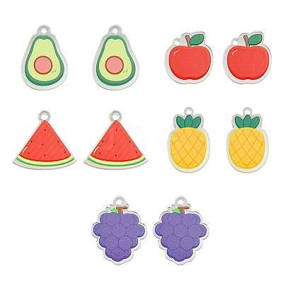 10Pcs 5 Style Translucent Acrylic Pendants TACR-YW0001-83-1