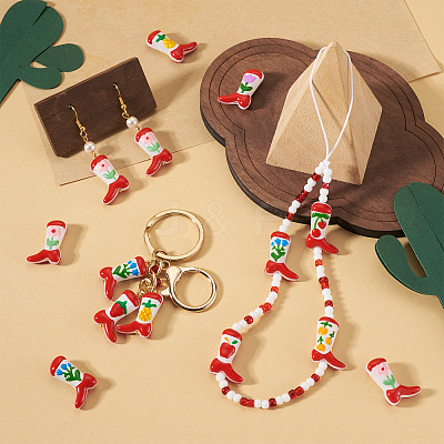 5Pcs Boot Baking Paint Glass Enamel  Beads LAMP-TADJ0001-08-1