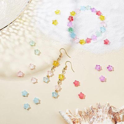 240Pcs 6 Colors Transparent Spray Painted Glass Beads GLAA-FH0001-28-1