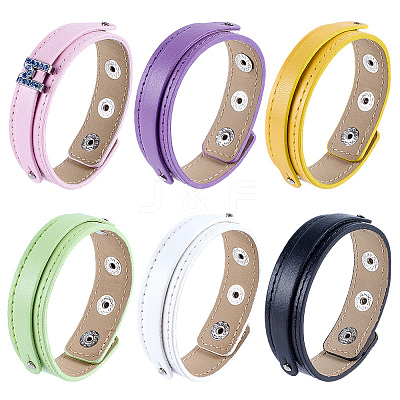6Pcs 6 Colors PU Leather Cord Bracelets BJEW-CL0001-33-1