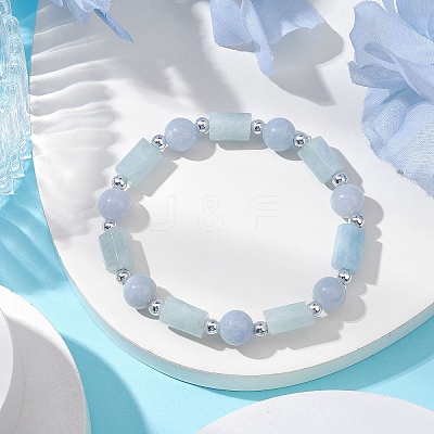 Natural Chalcedony Round Beaded Stretch Bracelets for Women BJEW-JB11137-04-1