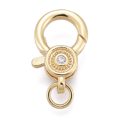 Brass Micro Pave Cubic Zirconia Lobster Claw Clasps ZIRC-M108-07A-G-1