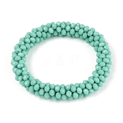 Faceted Opaque Glass Beads Stretch Bracelets BJEW-S144-002E-03-01-1