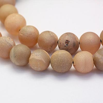 Electroplate Natural Druzy Agate Beads Strands G-G708-10mm-05-1