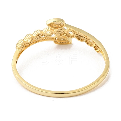 Clear Cubic Zirconia Teardrop Hinged Bangle BJEW-L681-002G-1