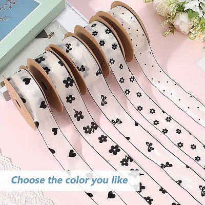 1Roll Printed Polyester Chiffon Ribbons OCOR-CY0002-35A-1