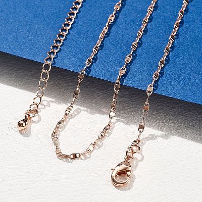 Brass Link Chain Necklaces for Women NJEW-D302-46RG-1
