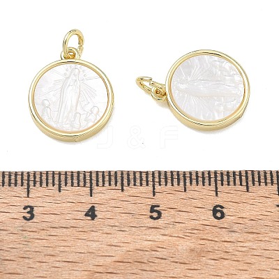 Rack Plating Brass & Natural White Shell Pendants SH-CBA6629-32G-1
