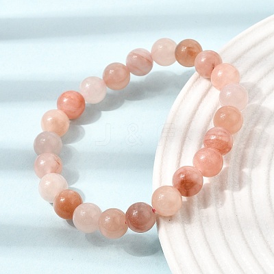 8.5MM Natural Dyed & Heated Chalcedony Round Beaded Stretch Bracelets for Women GG-CBA3F02-14A-02-1