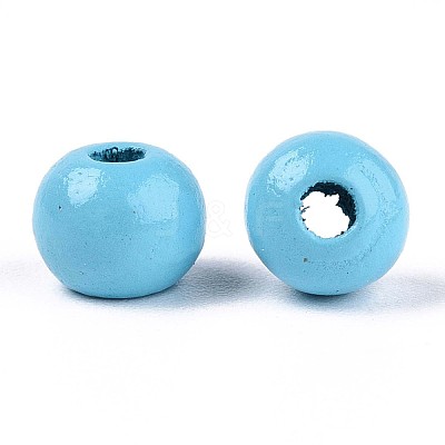 Spray Painted Round Natural Schima Wood Beads WOOD-A018-6mm-09-1