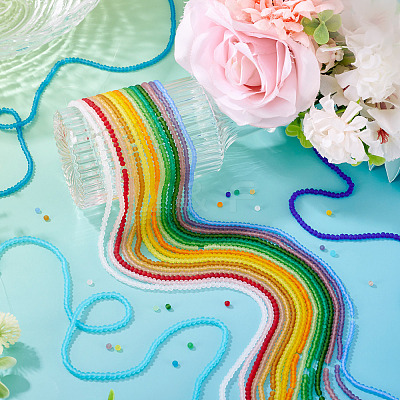 19 Stands 19 Colors Transparent Glass Beads Strands EGLA-TA0013-41-1