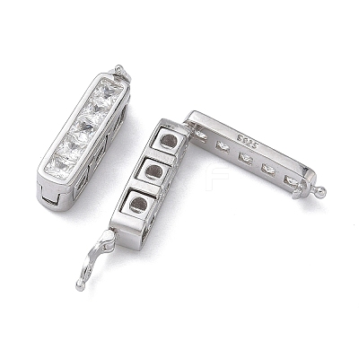 925 Sterling Silver Cubic Zirconia Twister Clasps STER-WH0007-28B-P-1