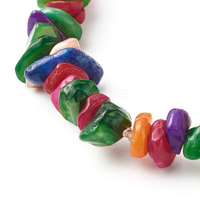 Natural Dyed Chip Shell Beads Stretch Bracelets BJEW-JB06395-02-1